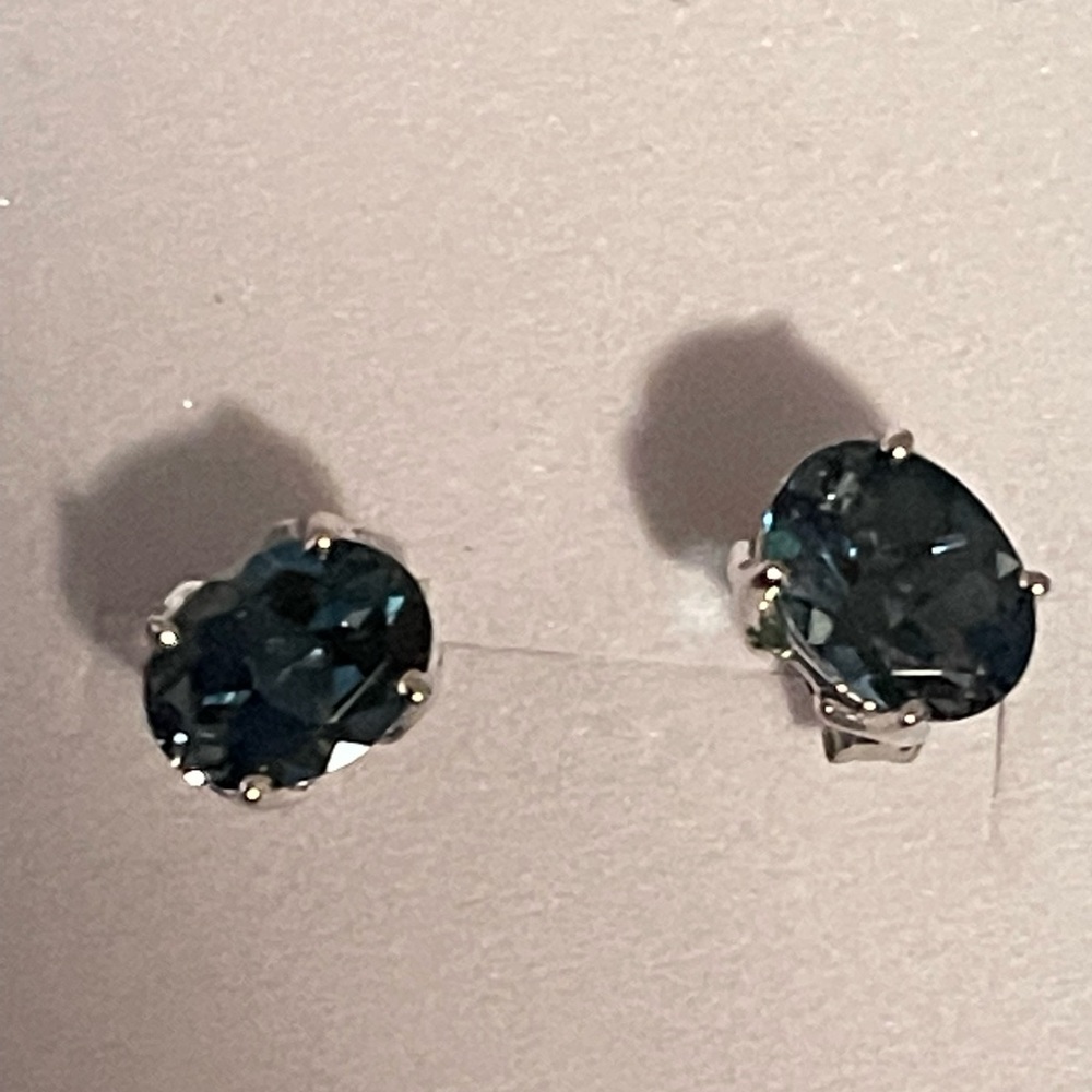 New in the box beautiful London blue topaz stud pierced earrings